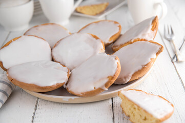 Soft cookies with icing. Traditional german 