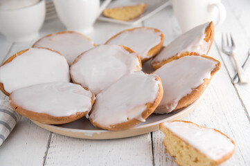 Soft cookies with icing. Traditional german 