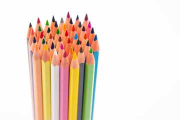 color pencil. set of colored pencils for drawing on a white background. artistic creativity of drawing