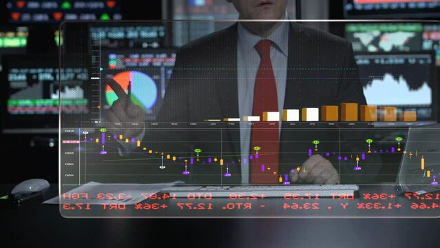 Stock market traders looking data
