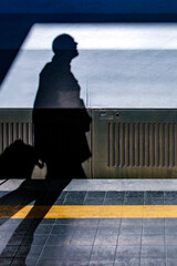 Italy, Emilia-Romangna, Ferrara, train station, shadow