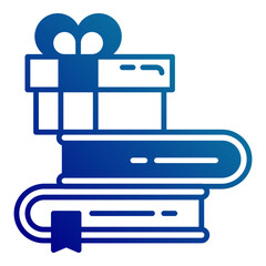 gift box icon on a stack of books on a transparent background