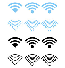 Wifi icon. Vector wi-fi signal black wireless icons set