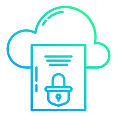 cloud data security icon on transparent background