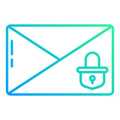 letter icon with security on transparent background