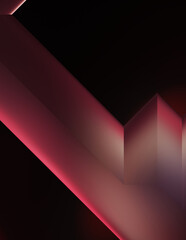 Obraz premium Geometric dynamic shapes. Technology digital template with shadows and lights on gradient background. Trendy simple geometric color gradient abstract background. 3D illustration.