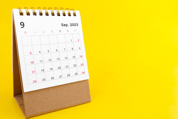 calendar September 2023 on a yellow background