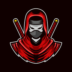 Red Ninja with Mask Mascot Illustration © Issar