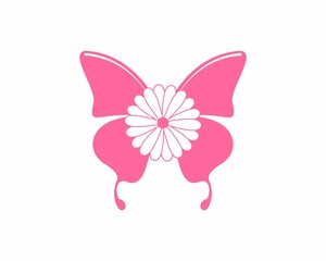 Butterfly with flower silhouette logo