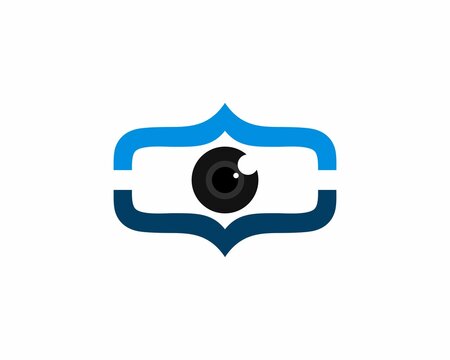 Code symbol in eye shape logo