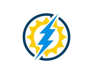 Obraz premium Circle swoosh with sun and electrical lightning