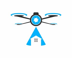 Flying drone with scanning house logo