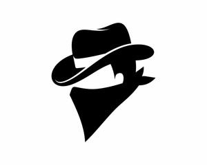 Simple bandit head silhouette vector logo - obrazy, fototapety, plakaty