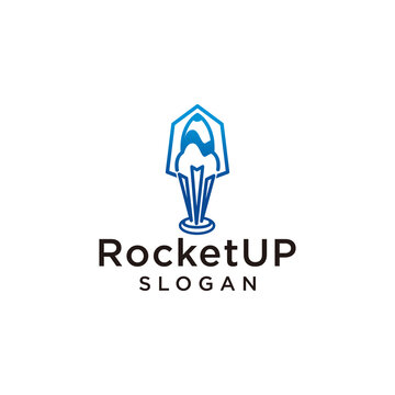 Rocket up logo design icon template