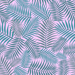 Seamless tile wallpaper pattern of tropical palm fronds