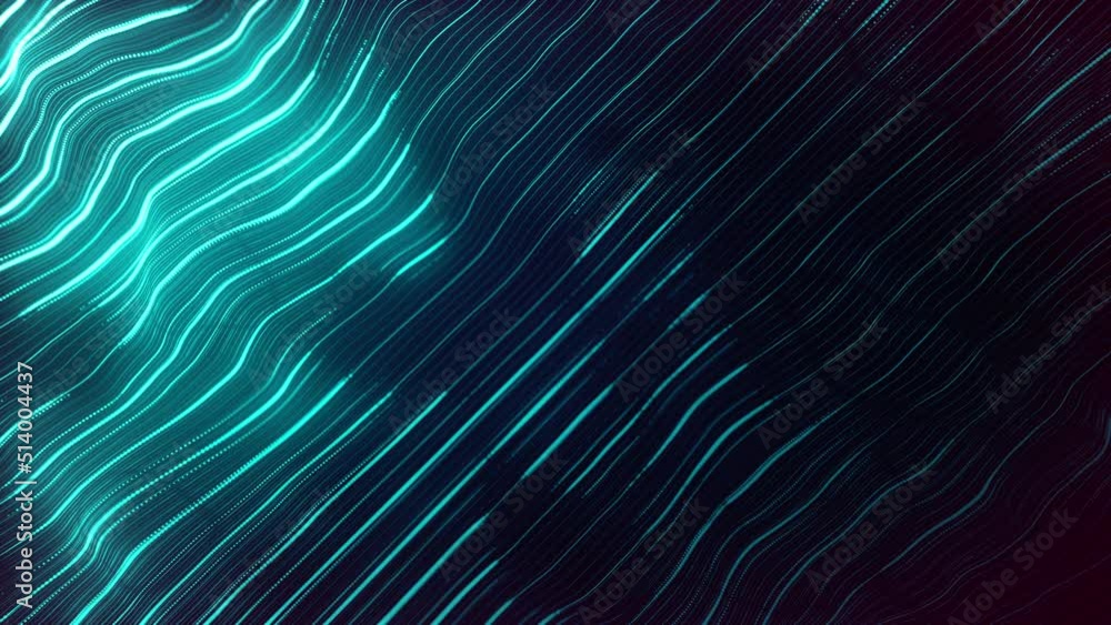 Poster abstract digital waving neon lines fx background loop/ 4k animation of an abstract background with d