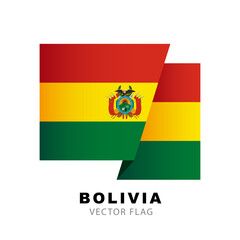 Colorful logo of the Bolivian flag. Flag of Bolivia. Vector illustration isolated on white background.