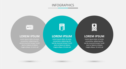 Set Fire exit, Record button and Stereo speaker. Business infographic template. Vector