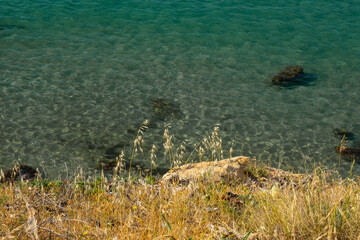 View of the Mediterranean Sea from the shore