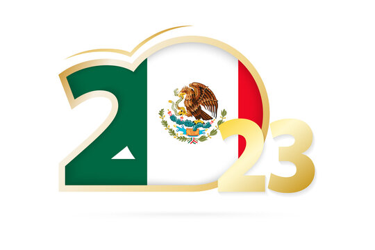 Year 2023 with Mexico Flag pattern.