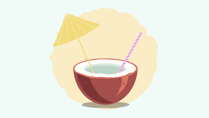 Coconut cocktail illustration 