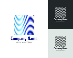 Wavy blue logo. Blue logo. Ocean logo. Water logo
