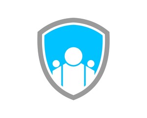 Shield with three abstract people inside