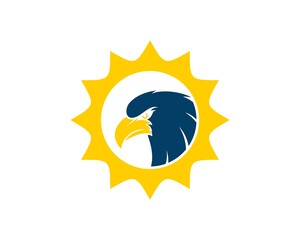 Shinning sun with eagle head inside