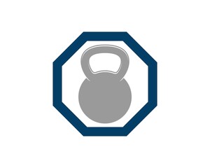 Hexagonal shape with gym kettle bell inside