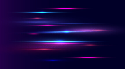 Modern abstract high-speed light effect. Technology futuristic dynamic motion on blue background. Movement pattern for banner or poster design. Vector EPS10.