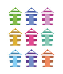 Multicoloured Beach Hut Symbol Design