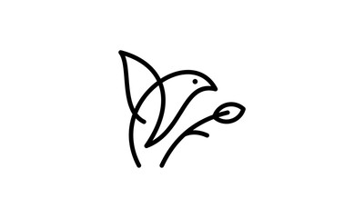 bird leaf line icon symbol. birds vector illustration.