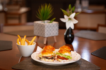 prato, lanche, almoço, batata, fritas