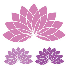 Lotus flowers set. Yoga or buddhism design illustration. Vector drawing.