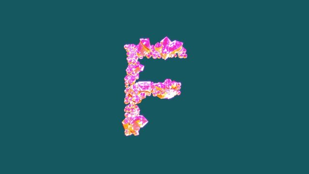 orange and pink luxury gems font - letter F, isolated - loop video