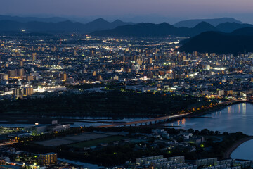 Fototapeta na wymiar 【旅行】屋島から見る香川県の街の夜景　 