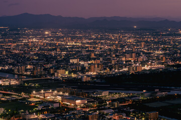 【旅行】屋島から見る香川県の街の夜景　
