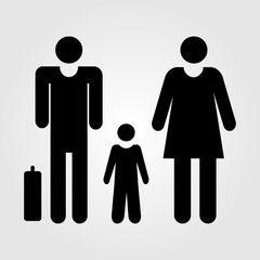 Black vector silhouette family icon on white background