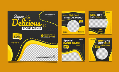 Fototapeta premium Delicious food social media post template design
