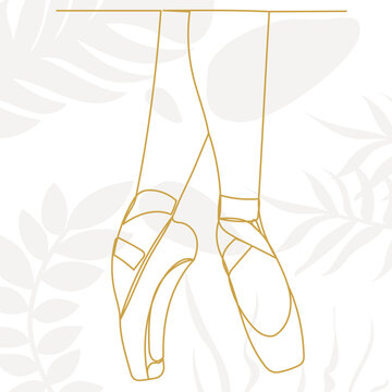 ballerina legs drawing in one continuous line, isolated, vector