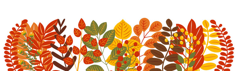 autumn leaves in flat design, isolated vector