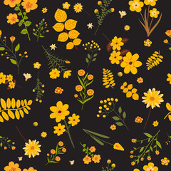 flowers seamless background in flat design