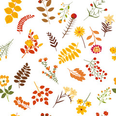 autumn seamless background in flat design,  vector