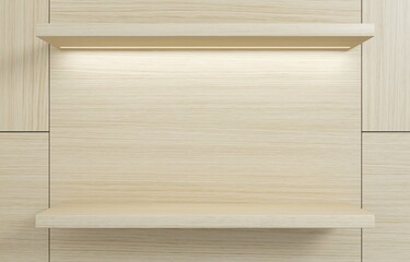 White wooden shelves for goods showcase