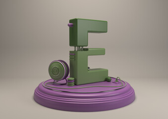3D Letter E on Podium