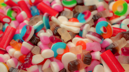 Tasty mix of jelly colorful candies.