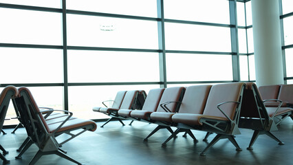 Empty departure hall at airport or international train station