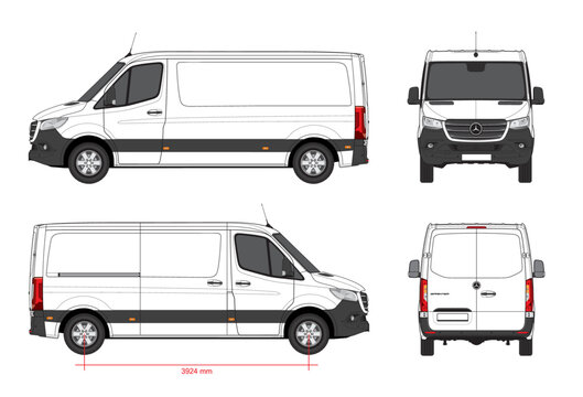 Cargo van Mercedes Benz Sprinter vector template