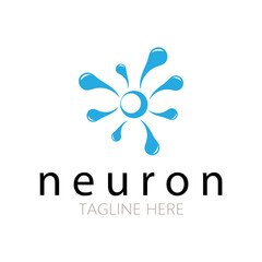 Obraz premium Neuron logo or nerve cell logo design,molecule logo illustration template icon with vector concept