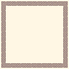 Obraz premium Greek key border, square frame. Decorative ancient meander, greece ornament with repeated geometric motif. Easy to make rectangle frame.